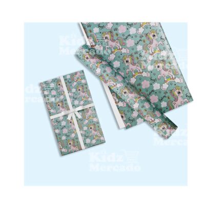 Gifting-Wrapping-paper-Unicorn-Green