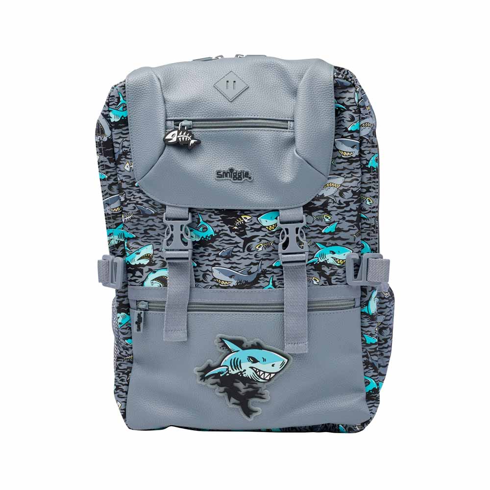 Smiggle-Shark-Grey-Front-Backpack