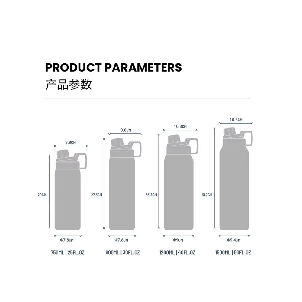 TYESO-750ml-Water-Bottle-Solid-Colors-Parameter