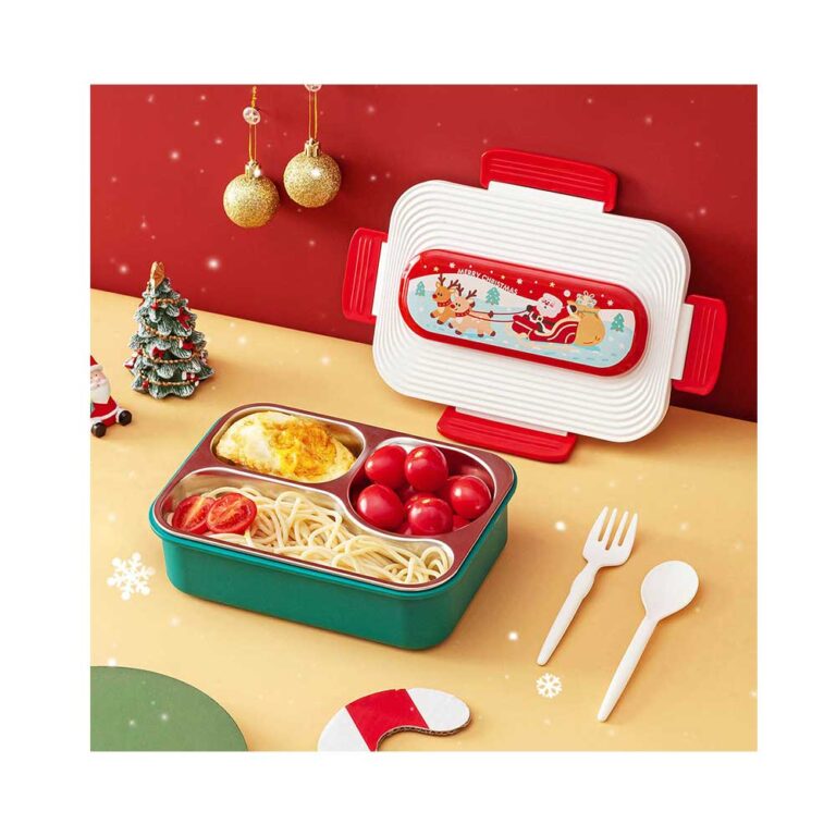 Christmas-Edition-Stainless-Steel-Lunch-Box-Red