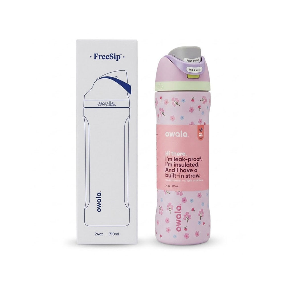 Owala-Free-Sip-24-Oz Pink Flowers
