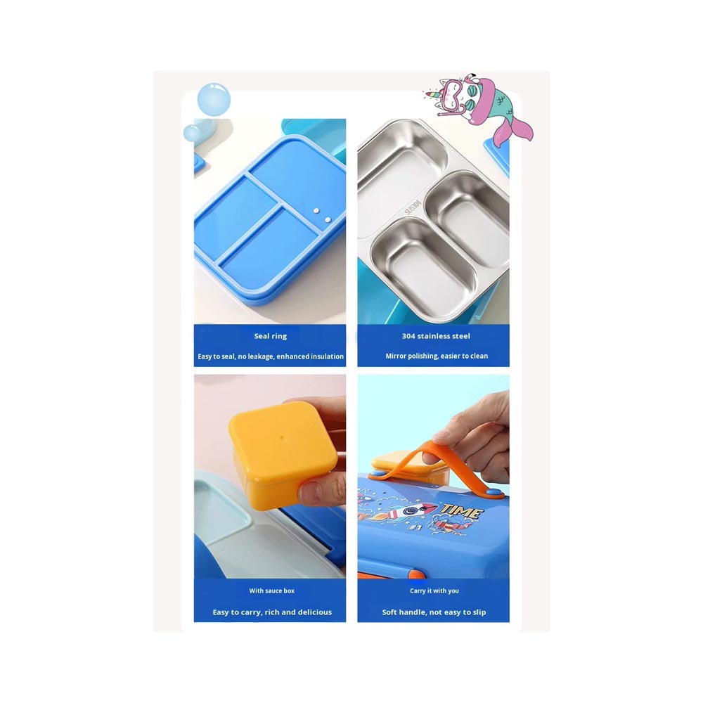 Funky-House-Bento-Rectangle-Lunch-Box-750+70ml-Stainless Steel