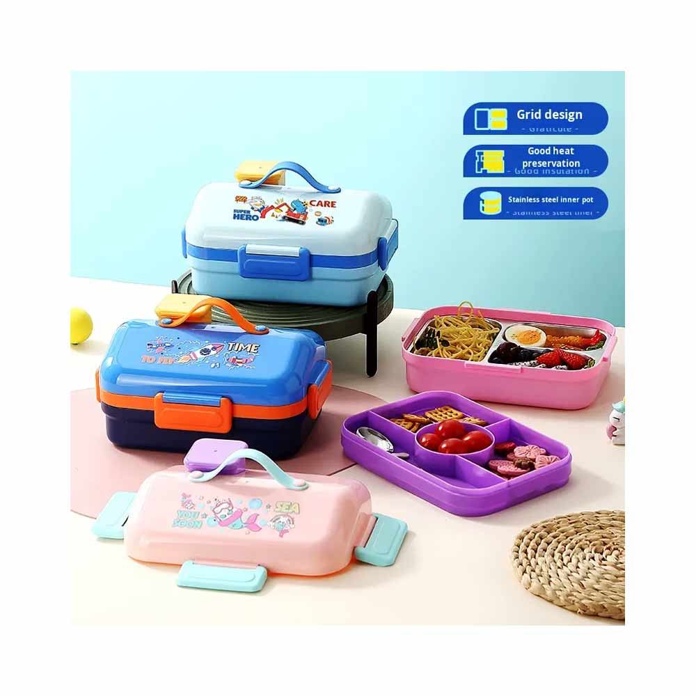 Funky House Bento Rectangle Lunch Box 750+70ml Stainless Steel