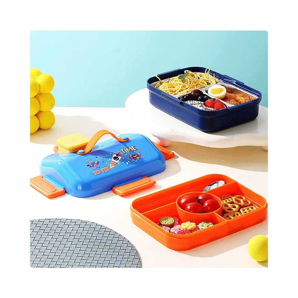 Funky House Bento Rectangle Lunch Box 750+70ml Stainless Steel