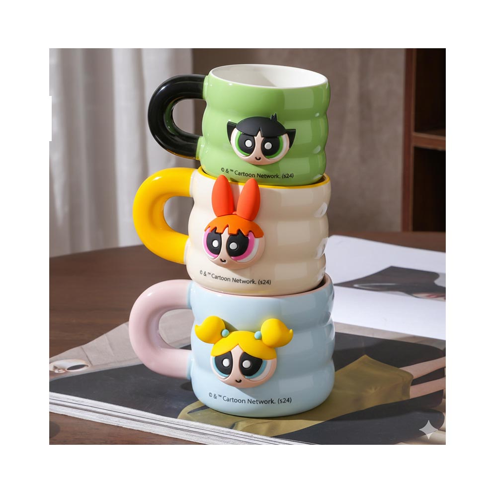 cartoon ceramic mug with removable magnetic charm