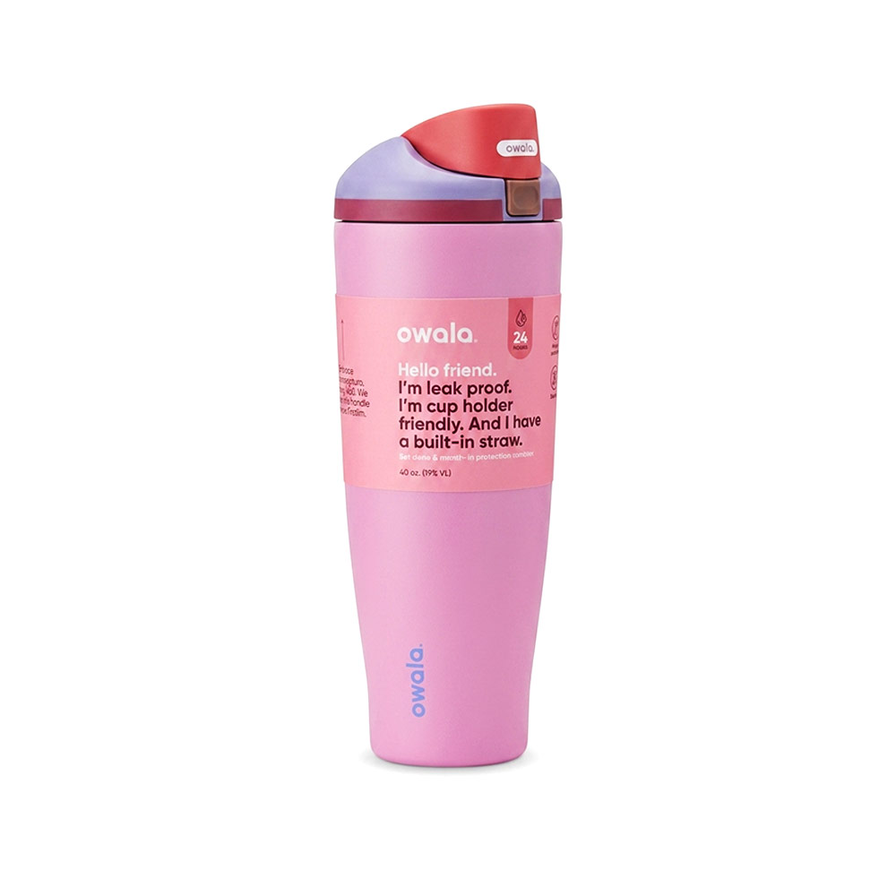 Owala-FreeSip-40-oz-Pink Tumbler with Straw