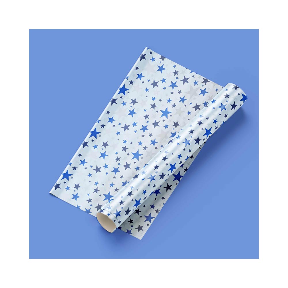 Gift-Wrapping-Paper-2Meter Roll Blue Star
