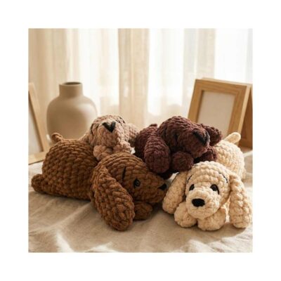 Ultra-soft amigurumi crochet puppy with floppy ears